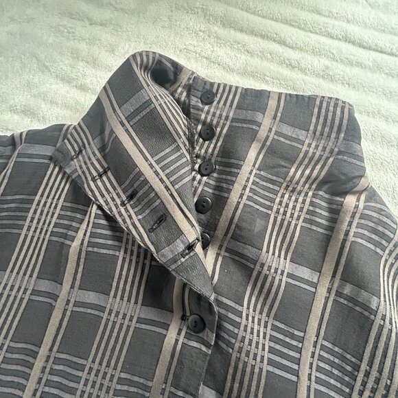 Itemz Chris Baumgartner Womens Plaid Button-Up Tunic Shirt Jacket Cotton/Silk - Picture 5 of 10